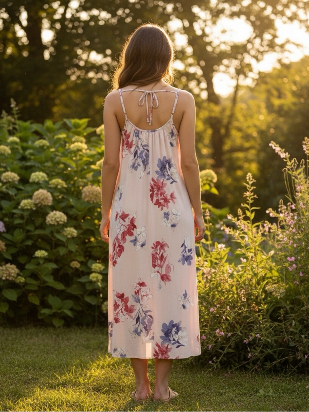 NWOT Easel Pink Floral Crepe Cottagecore Festival Sun Dress Small
